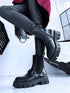 "Double Belt 5803" boots with side elastic - BLACK
